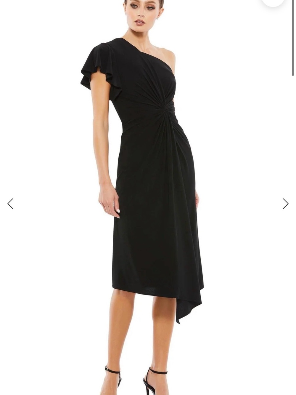 Mac Duggal 12480 Black One-Shoulder Jersey Midi Dress – Size 2 – NWT